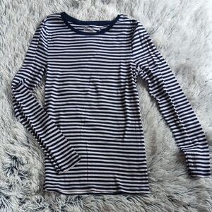 Old Navy Navy and White Striped Long Sleeve Tee